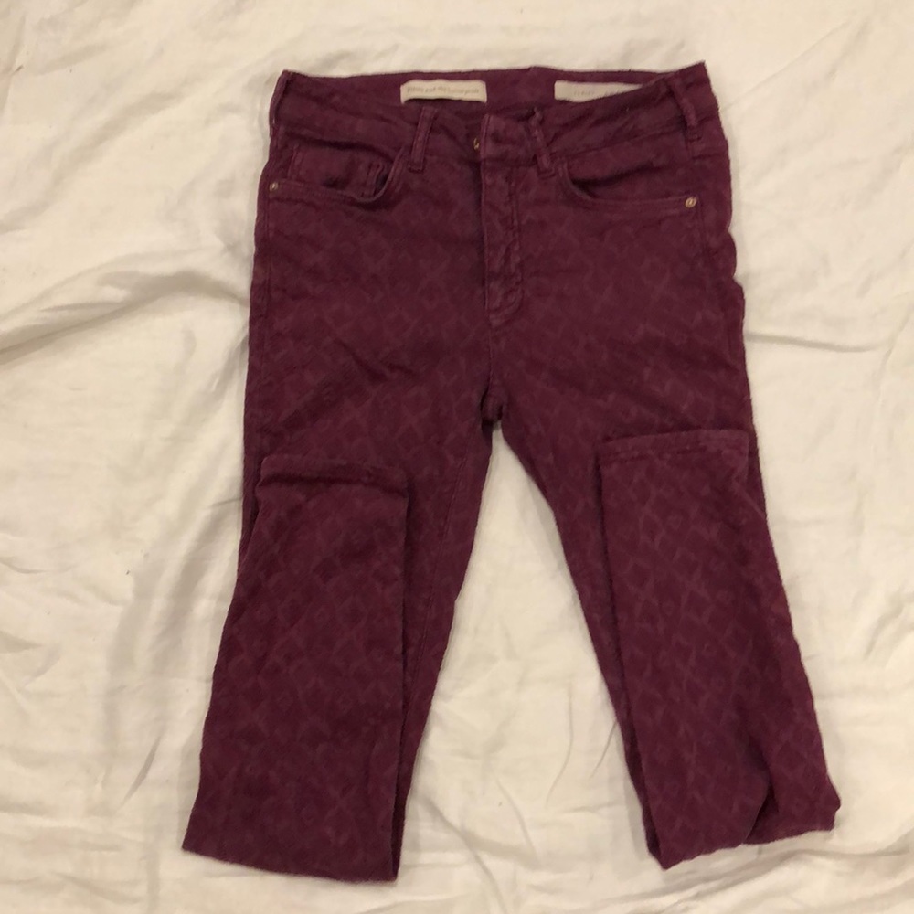 Pilcro and the Letterpress Patterned Purple Pants Size 27